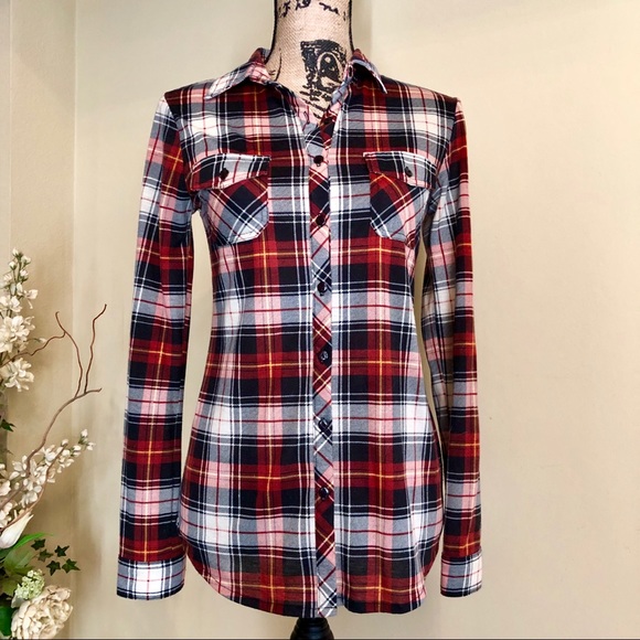 Wet Seal Tops - ~Wet Seal~ Red, Black, yellow, off white flannel